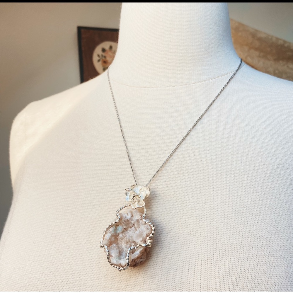 925 Silver Wrapped Geode Necklace - Picture 6 of 10